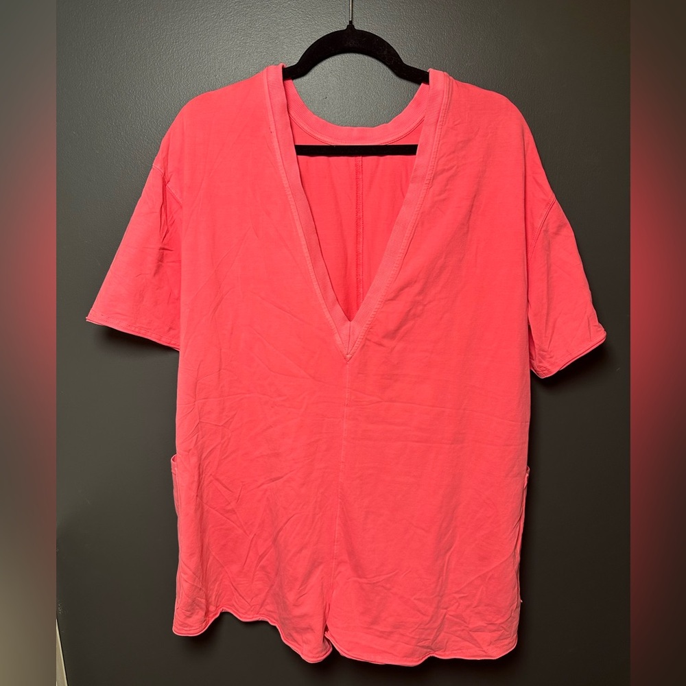 Free People | Hot Shot Tee Romper | Coral Reversible | Small | NWOT | Call Out